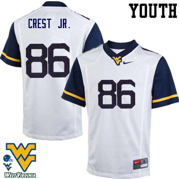 NCAA Youth William Crest Jr. West Virginia Mountaineers White #86 Nike Stitched Football College Authentic Jersey CK23L25TK